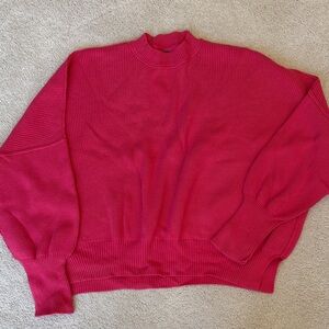Free People Vibrant Pink Cowl Neck Sweater